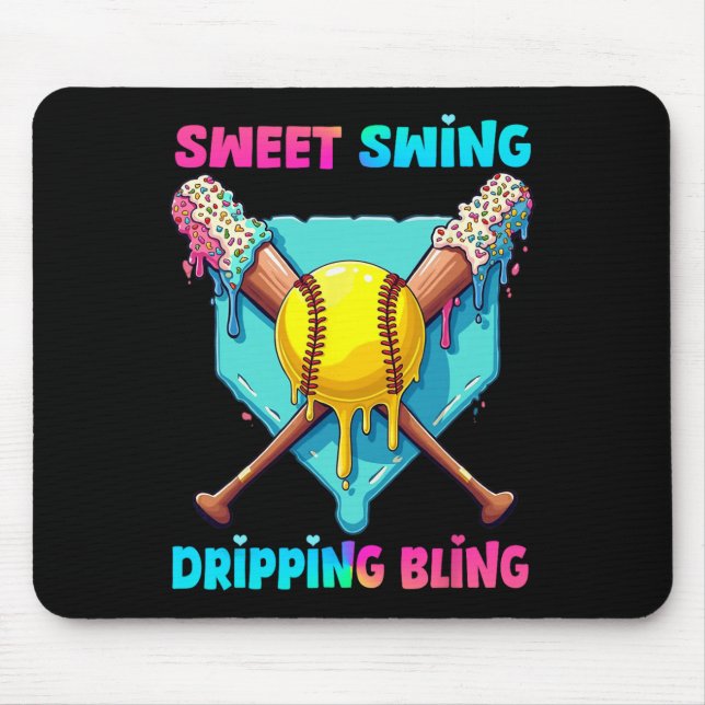 Softball-Heimplatte-Drip für Mädchen Jungen Eiscre Mousepad (Vorne)