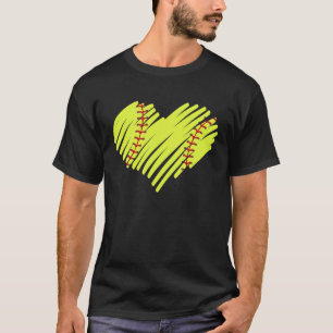 Softball Herz Ball Mama Vater Männer Baseball T-Shirt