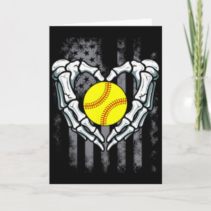Softball-Herz-Skelett-Hand-Halloween-Kostüm Männer Karte
