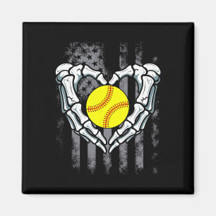 Softball Herz Skelett Hand Halloween Kostüm Männer Magnet
