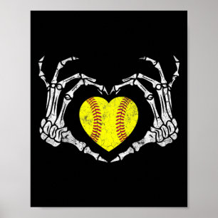 Softball-Herz-Skelett-Hand-Halloween-Kostüm Männer Poster