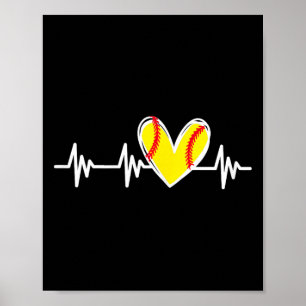 Softball Herzschlag Liebe Herz Für Frauen Teenager Poster