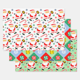 Softball Holiday Gift Wrapping Paper Geschenkpapier Set