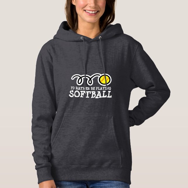 Softball Hoodie für Frauen mit lustigem Zitat-Slog (Vorderseite)