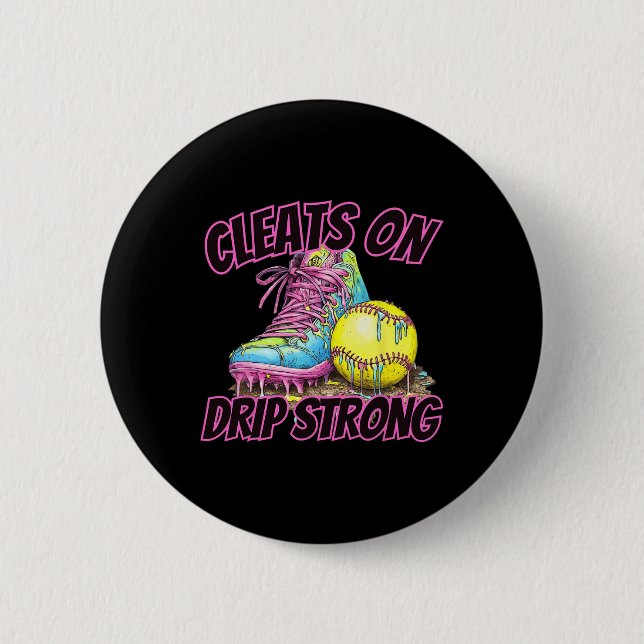 Softball Ice Cream Dripping Baseball Zuhause Plate Button (Vorderseite)
