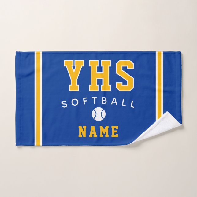 Softball Icon, Custom Name & School, Team Gift Han Handtuch (Handtuch)