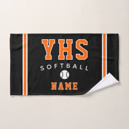Softball Icon, Custom Name & School, Team Gift Han Handtuch