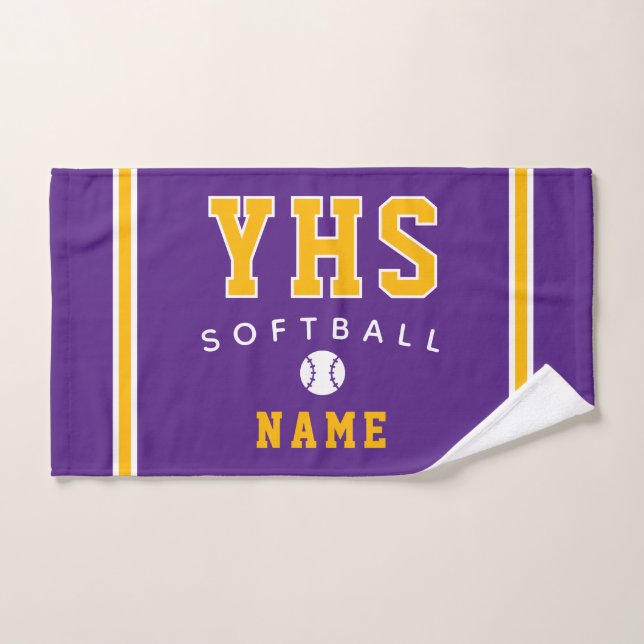 Softball Icon, Custom Name & School, Team Gift Handtuch (Handtuch)