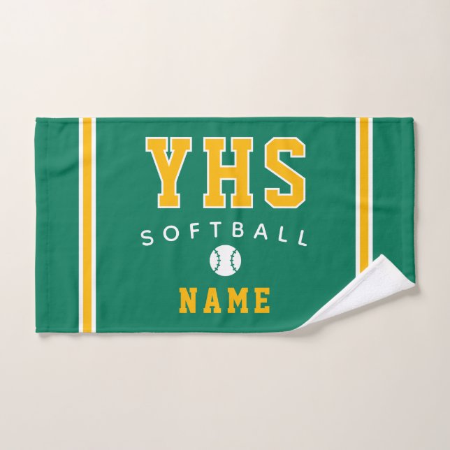 Softball Icon, Custom Name & School, Team Gift Handtuch (Handtuch)