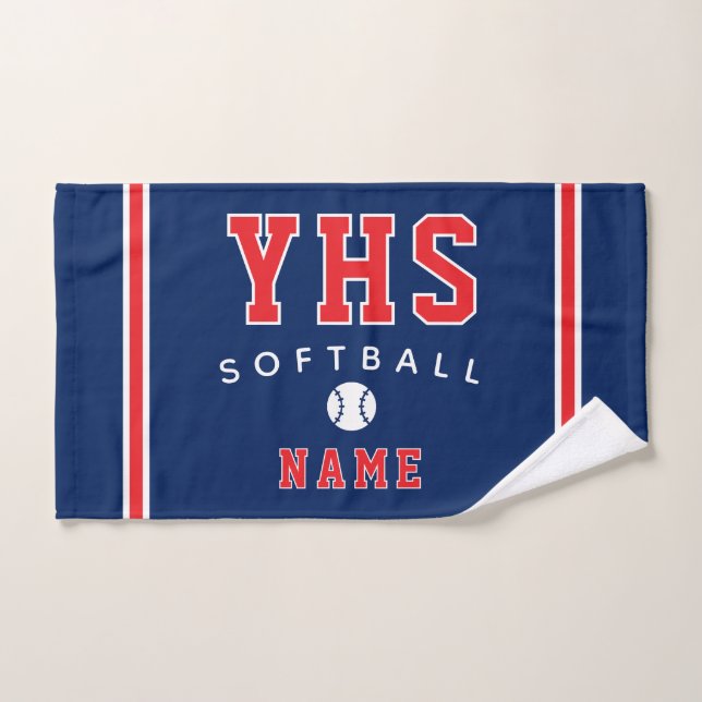 Softball Icon, Custom Name & School, Team Gift Handtuch (Handtuch)
