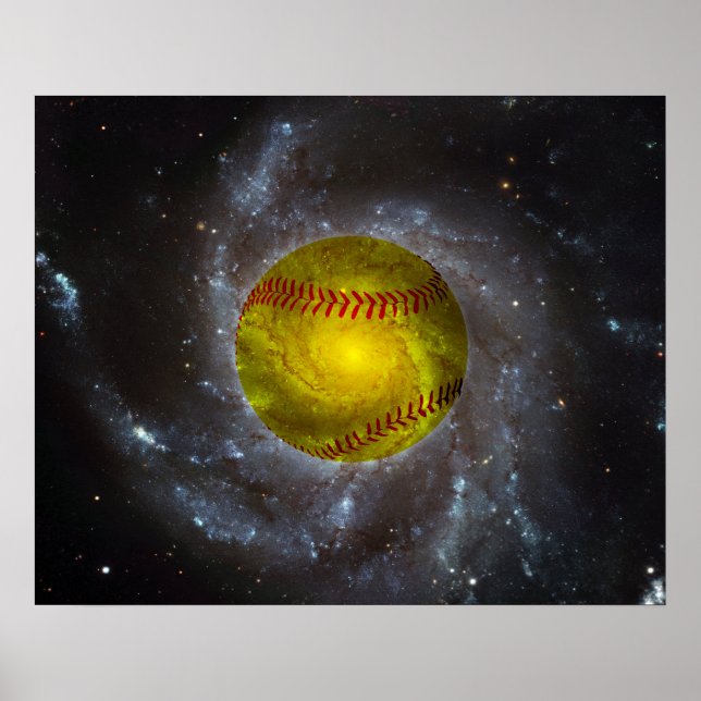 Softball im Weltraum Einzigartiges Softball-Poster Poster (Vorne)