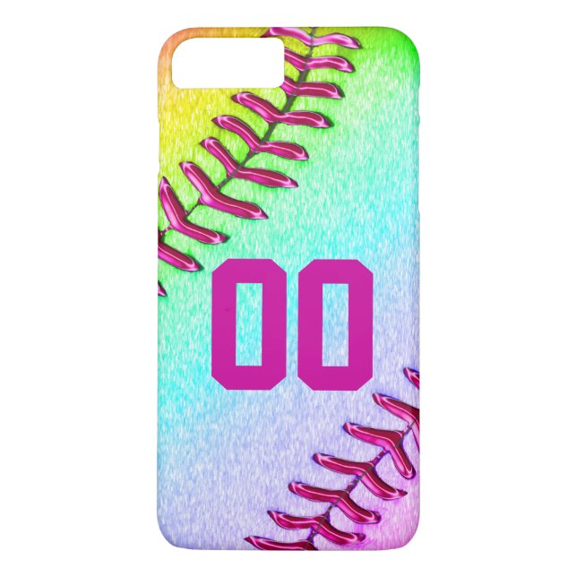 Softball iPhone 7 Plusfall mit Jersey-Zahl Case-Mate iPhone Hülle (Rückseite)