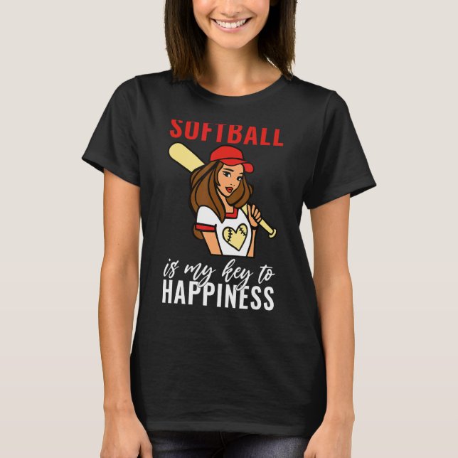 Softball is my Key to Happiness   Softball T-Shirt (Vorderseite)