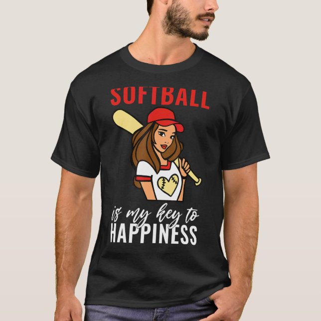Softball is my Key to Happiness   Softball T-Shirt (Vorderseite)