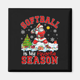 Softball ist Lieblingssaison Kostüm Spieler Weihna Magnet