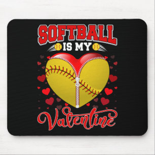 Softball ist mein Valentiner Softball-Ball Herz Va Mousepad