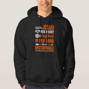 Softball Jesus in ihrem Herzen ist sie nicht zu st Hoodie