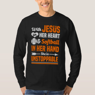 Softball Jesus in ihrem Herzen ist sie nicht zu st T-Shirt