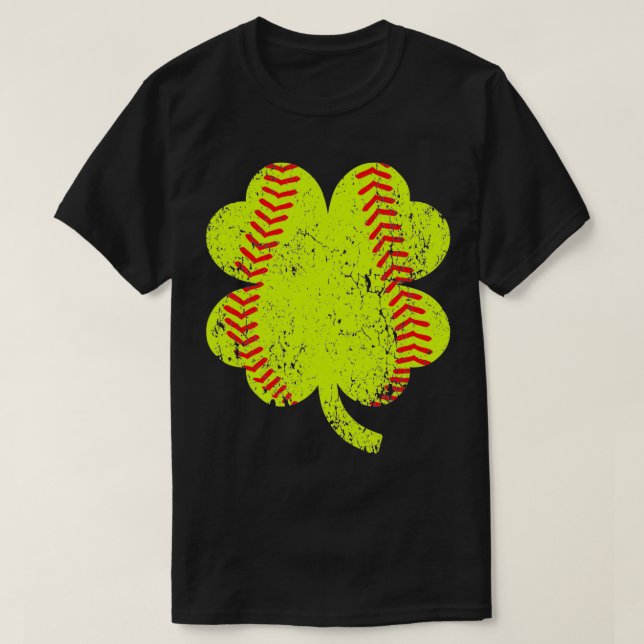 Softball Kleeblatt Vierblättriges Kleeblatt St Pat T-Shirt (Design vorne)