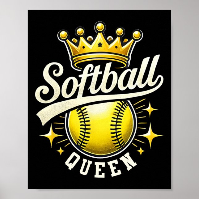 Softball-Königin Ein Softball Mit Krone Softball-M Poster (Vorne)
