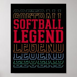 Softball-Legende Lustiger mehrschichtiger Text Tea Poster