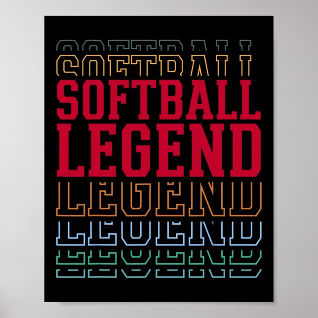 Softball-Legende Lustiger mehrschichtiger Text Tea Poster (Vorne)