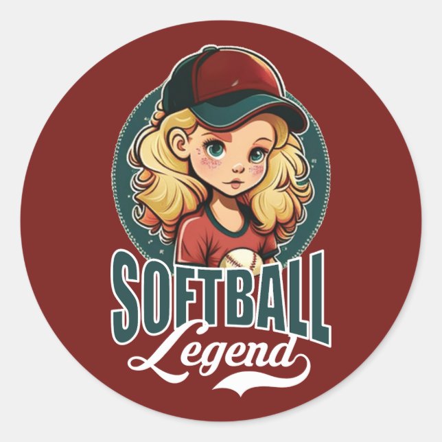 Softball Legende Runder Aufkleber (Vorderseite)