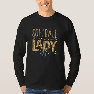 Softball Leopard Graphics Women Softball Lady T-Shirt