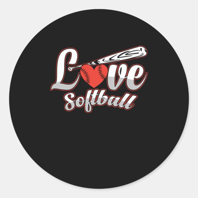 Softball Liebe Bat Ball Helmet Pitcher-Geschenk Runder Aufkleber (Vorderseite)