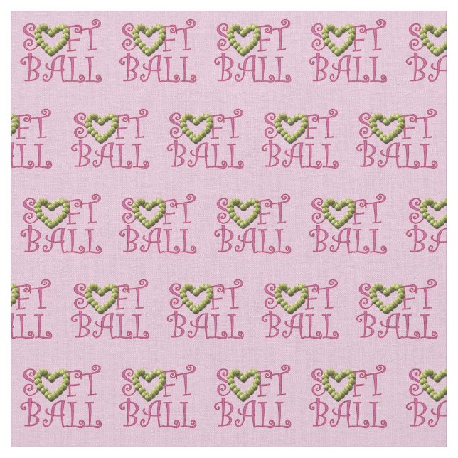 Softball-Liebe-Girly Rosa mit Herzen Stoff (Nahaufnahme)