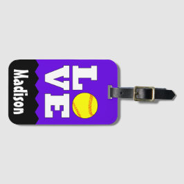 Softball LIEBE Individuelle Name und Farbe Niedlic Gepäckanhänger