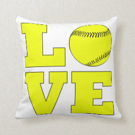 Softball-Liebe Kissen weiß und gelb Kissen Kissen