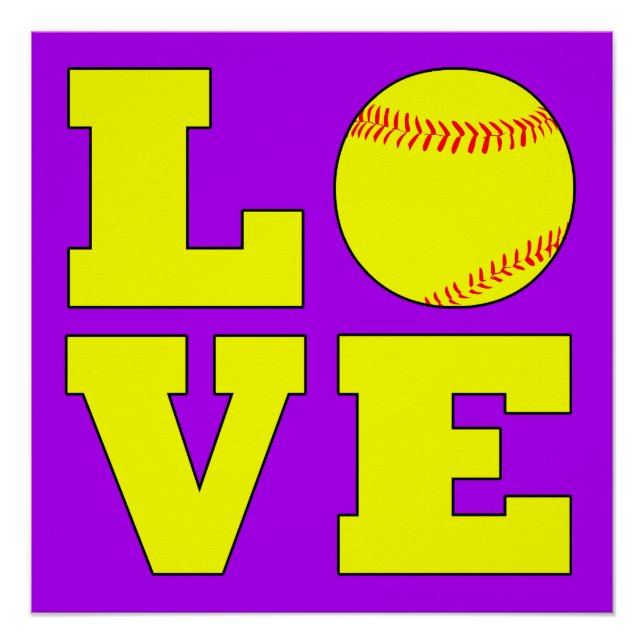 Softball Liebe Square Typografy Poster (Vorderseite)