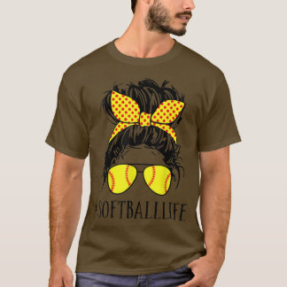 Softball Life Bun Haar Sonnenbrille Mama Softball  T-Shirt