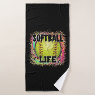 Softball Life Gefärbte Krawatte Leopard Print Yell Badehandtuch