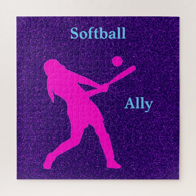 Softball Lila Glitzer Girls Jigsaw Puzzle (Vertikal)