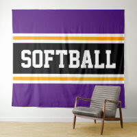 SOFTBALL Lila, Schwarz-weiß-gelbe Streifen