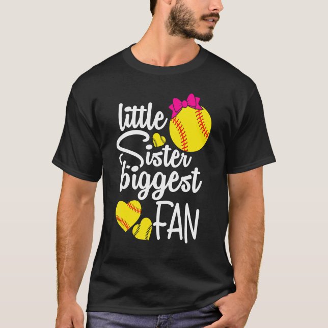 Softball Little Sister Biggest Fan Teen Girls Soft T-Shirt (Vorderseite)