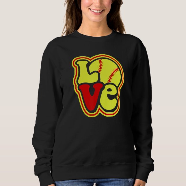 Softball Love for Teen Girls & Women Red & Yellow  Sweatshirt (Vorderseite)