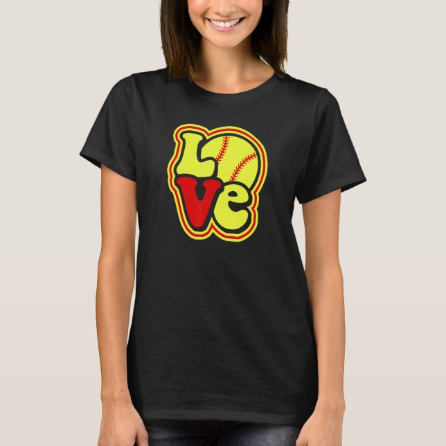 Softball Love for Teen Girls & Women Red & Yellow  T-Shirt (Vorderseite)