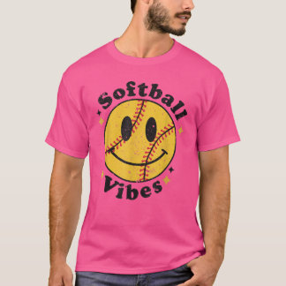 Softball Lover Fan lächelnd Gesichtskostüm Happy N T-Shirt