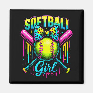 Softball-Mädchen-Drip Lustiger Softball-Spieler  Magnet