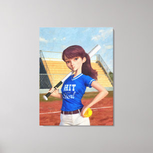 Softball-Mädchen Leinwanddruck