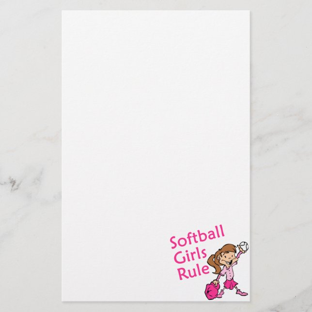 Softball-Mädchen-Regel Briefpapier (Vorderseite)
