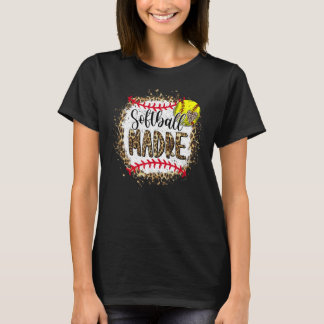 Softball Madre Leopard hat Muttertagsspiel geblase T-Shirt