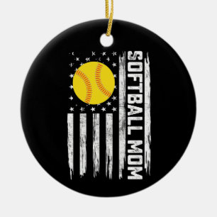 Softball Mama American US Flag Vintager Muttertag Keramik Ornament