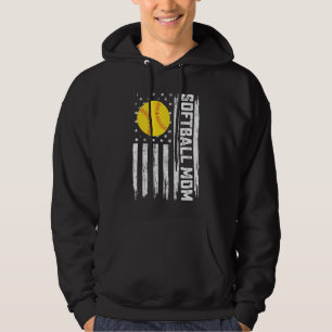 Softball-Mama Amerikanische US-Flagge Vintage Mutt Hoodie