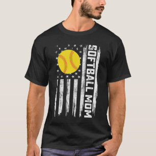 Softball-Mama Amerikanische US-Flagge Vintage Mutt T-Shirt