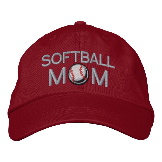 Softball-Mama Bestickte Baseballkappe (Vorderseite)