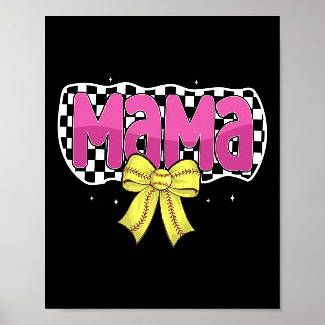 Softball-Mama-Coquette-Bogen-Softball-Karo-Mama  Poster (Vorne)